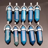 Stripe Agates Stone Pendant Pendulum Hexagon Pillar Bullet Shape Charms