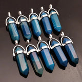 Stripe Agates Stone Pendant Pendulum Hexagon Pillar Bullet Shape Charms