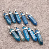 Stripe Agates Stone Pendant Pendulum Hexagon Pillar Bullet Shape Charms