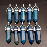 Stripe Agates Stone Pendant Pendulum Hexagon Pillar Bullet Shape Charms