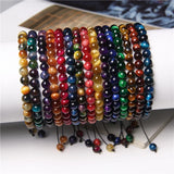 Tiger Eye 6MM Beads Braided Bracelet Natural Stone Buddha Bracelet
