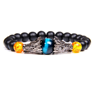 Tiger Eye Bracelet Silver Dragon Charm Bracelet Vintage Jewelry Homme