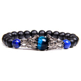 Tiger Eye Bracelet Silver Dragon Charm Bracelet Vintage Jewelry Homme