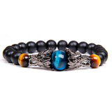 Tiger Eye Bracelet Silver Dragon Charm Bracelet Vintage Jewelry Homme