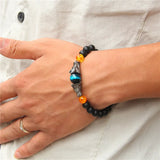 Tiger Eye Bracelet Silver Dragon Charm Bracelet Vintage Jewelry Homme