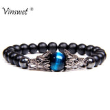 Tiger Eye Bracelet Silver Dragon Charm Bracelet Vintage Jewelry Homme