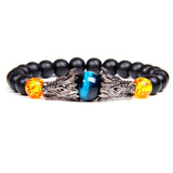 Tiger Eye Bracelet Silver Dragon Charm Bracelet Vintage Jewelry Homme
