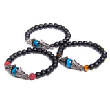 Tiger Eye Bracelet Silver Dragon Charm Bracelet Vintage Jewelry Homme