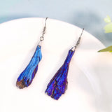 Tourmaline Earrings Feather Stone Charms Bohemian Ear Hook Dangle Mineral Statem