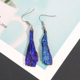 Tourmaline Earrings Feather Stone Charms Bohemian Ear Hook Dangle Mineral Statem