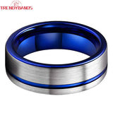Tungsten Carbide Offset Grooved Brushed Finish Wedding Band