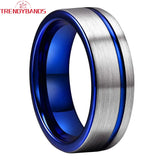 Tungsten Carbide Offset Grooved Brushed Finish Wedding Band