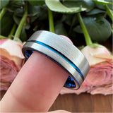 Tungsten Carbide Offset Grooved Brushed Finish Wedding Band