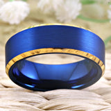 Tungsten Rings for Men Jewelry Classic Golden Band Wedding Anniversary Rings