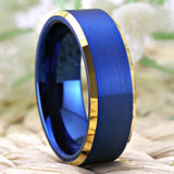 Tungsten Rings for Men Jewelry Classic Golden Band Wedding Anniversary Rings