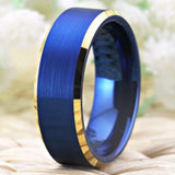 Tungsten Rings for Men Jewelry Classic Golden Band Wedding Anniversary Rings