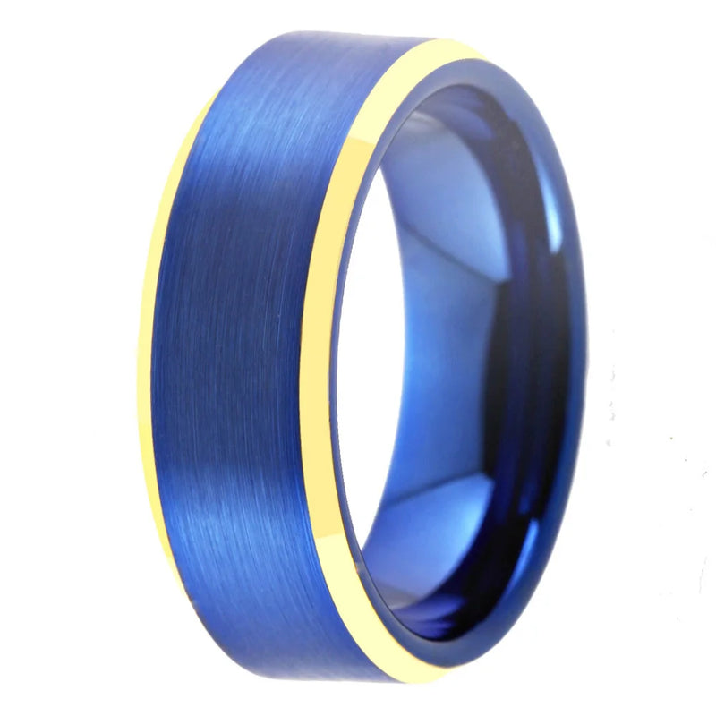 Tungsten Rings for Men Jewelry Classic Golden Band Wedding Anniversary Rings