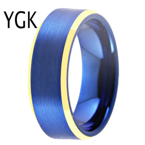 Tungsten Rings for Men Jewelry Classic Golden Band Wedding Anniversary Rings