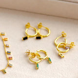 Turquoise 925 Silver Ear Needle CZ Pendant Stud Earrings