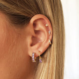 Turquoise 925 Silver Ear Needle CZ Pendant Stud Earrings