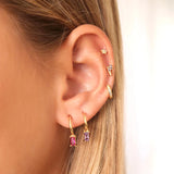 Turquoise 925 Silver Ear Needle CZ Pendant Stud Earrings