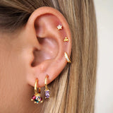 Turquoise 925 Silver Ear Needle CZ Pendant Stud Earrings