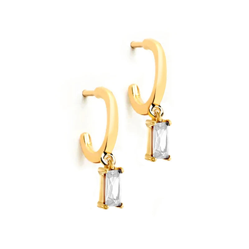 Turquoise 925 Silver Ear Needle CZ Pendant Stud Earrings