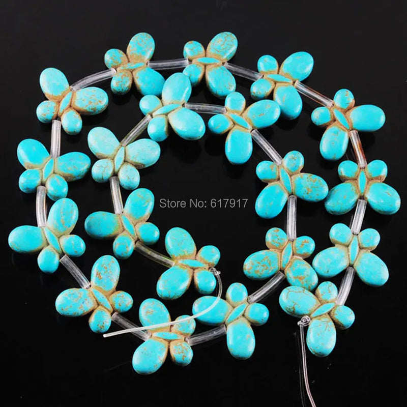Turquoises Howlite Butterfly 20x15mm Beads (20pcs) Strand Jewelry