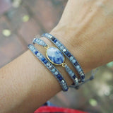 Vein Stone Charm Wrap Bracelet for Women Lapis Lazuli Bracelets