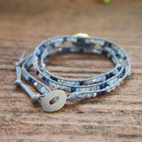 Vein Stone Charm Wrap Bracelet for Women Lapis Lazuli Bracelets
