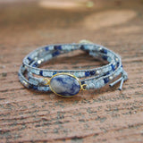 Vein Stone Charm Wrap Bracelet for Women Lapis Lazuli Bracelets