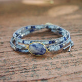 Vein Stone Charm Wrap Bracelet for Women Lapis Lazuli Bracelets
