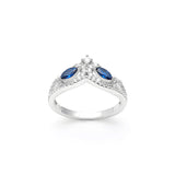 Water Drop CZ Silver Ring Classic Engagement Wedding Band