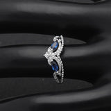 Water Drop CZ Silver Ring Classic Engagement Wedding Band