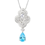 Water Droplet High Carbon Diamond Cloud Leaf Pendant Necklace