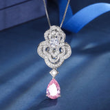 Water Droplet High Carbon Diamond Cloud Leaf Pendant Necklace
