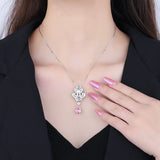 Water Droplet High Carbon Diamond Cloud Leaf Pendant Necklace