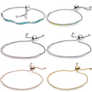 Sparkling Strand Adjustable Bracelet 925 Sterling Silver Bangle