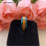 Tungsten Carbide Wedding Band Ring Yellow Wood Inlay 8MM