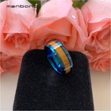 Tungsten Carbide Wedding Band Ring Yellow Wood Inlay 8MM