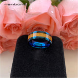 Tungsten Carbide Wedding Band Ring Yellow Wood Inlay 8MM