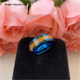 Tungsten Carbide Wedding Band Ring Yellow Wood Inlay 8MM
