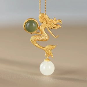 Jade Mermaid Necklace Chain 999 Pendants for Women