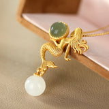 Jade Mermaid Necklace Chain 999 Pendants for Women