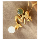 Jade Mermaid Necklace Chain 999 Pendants for Women