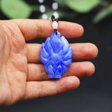 Jade Nine-tailed Fox Pendant Necklace Natural Gemstone Chinese Carved Charm