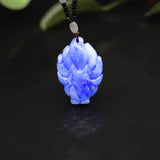 Jade Nine-tailed Fox Pendant Necklace Natural Gemstone Chinese Carved Charm