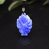 Jade Nine-tailed Fox Pendant Necklace Natural Gemstone Chinese Carved Charm