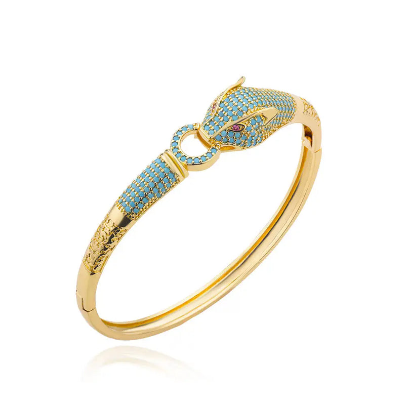 Zircon Animal Bangle Bracelet Stainless Steel Leopard Bangles