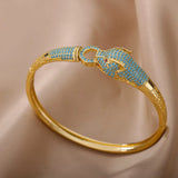 Zircon Animal Bangle Bracelet Stainless Steel Leopard Bangles